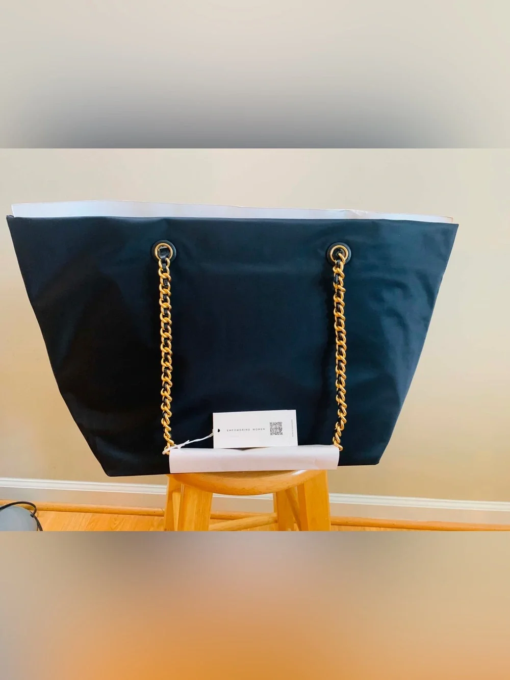 ✨ NWT ✨Tory Burch Ella Chain Tote Bag Black with Gold Hardware